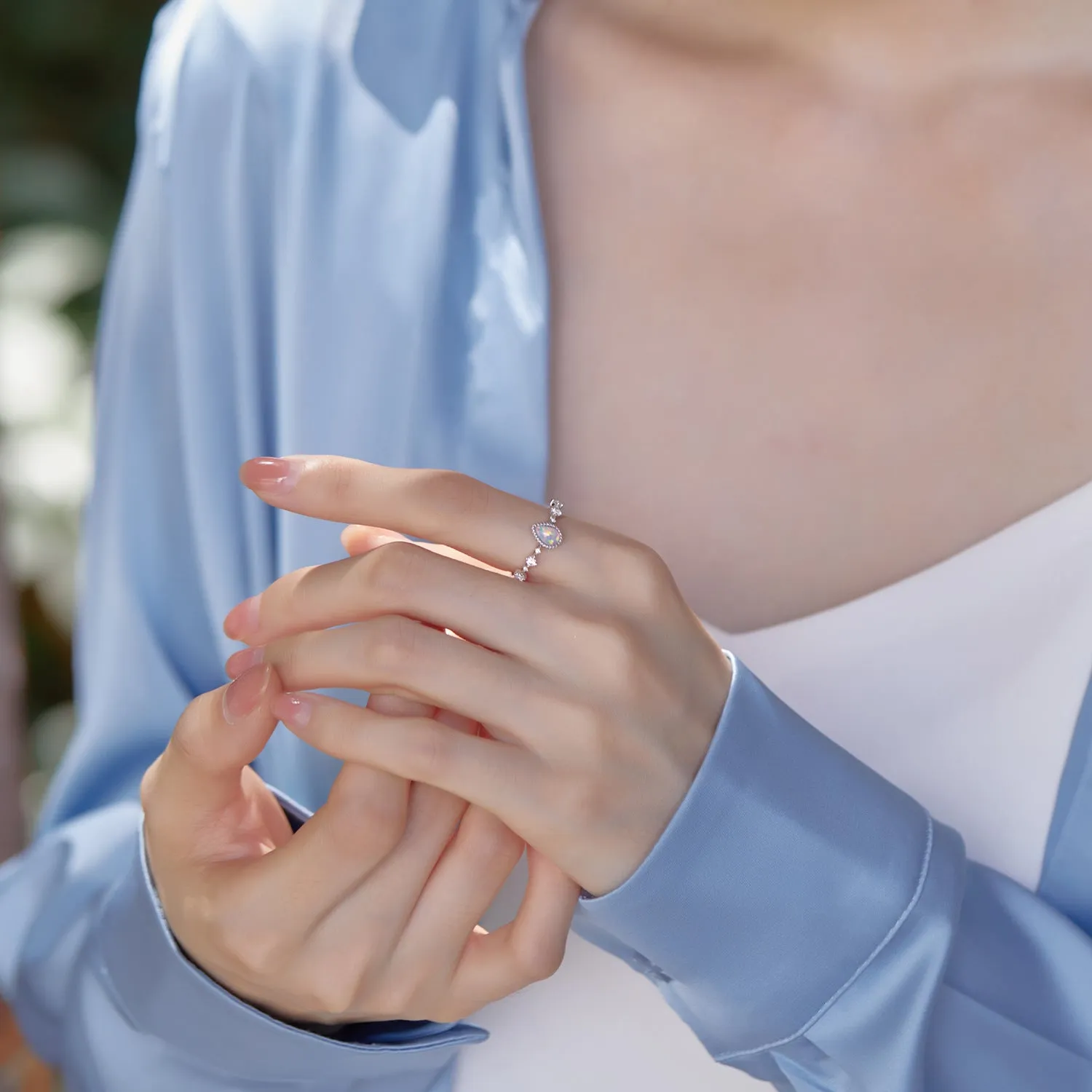 Silver Teardrop Opal Ring sold by Selenichast product image thumbnail 2