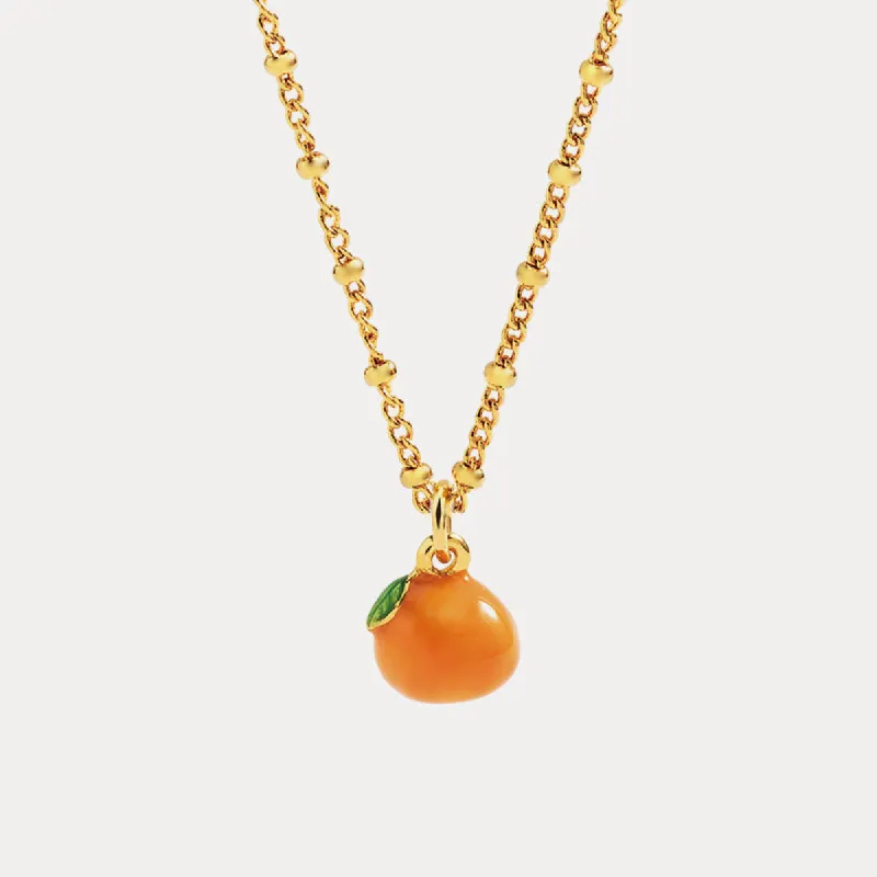 Orange Enamel Necklace sold by Selenichast