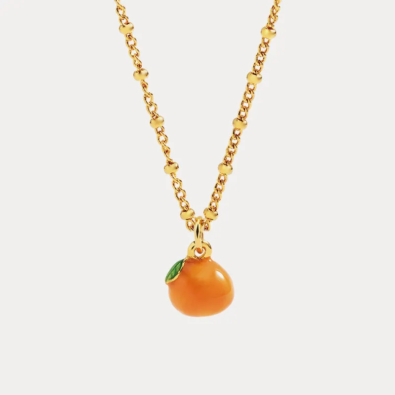 Orange Enamel Necklace sold by Selenichast