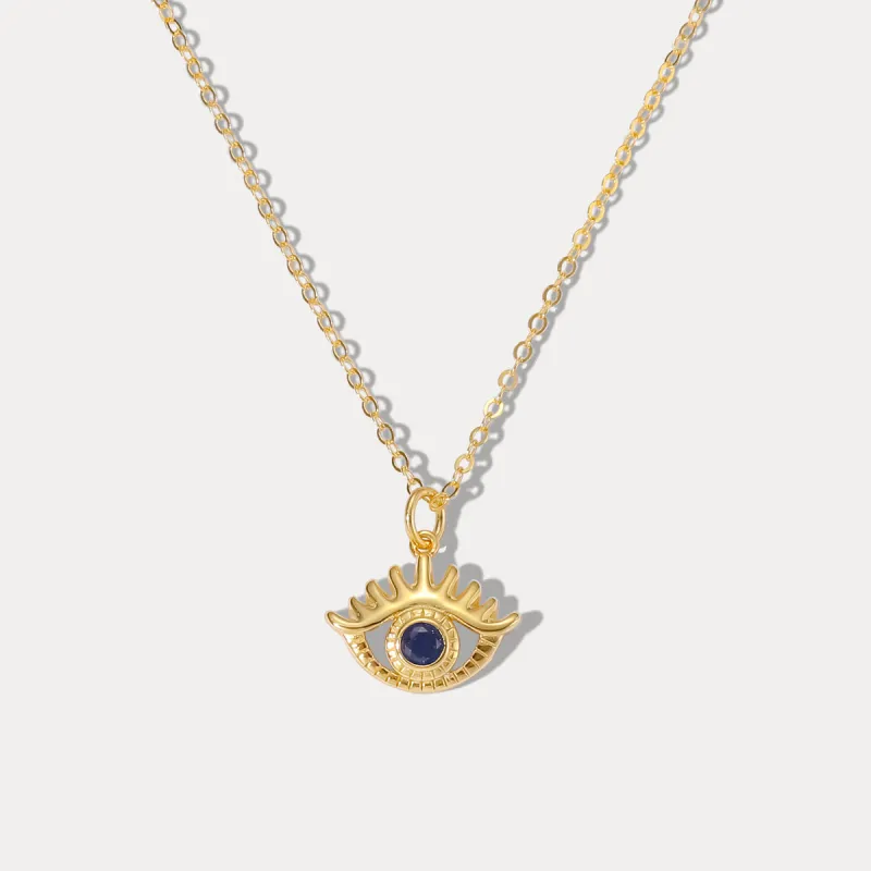 Sapphire Diamond Hollow Eye Chain Necklace sold by Selenichast