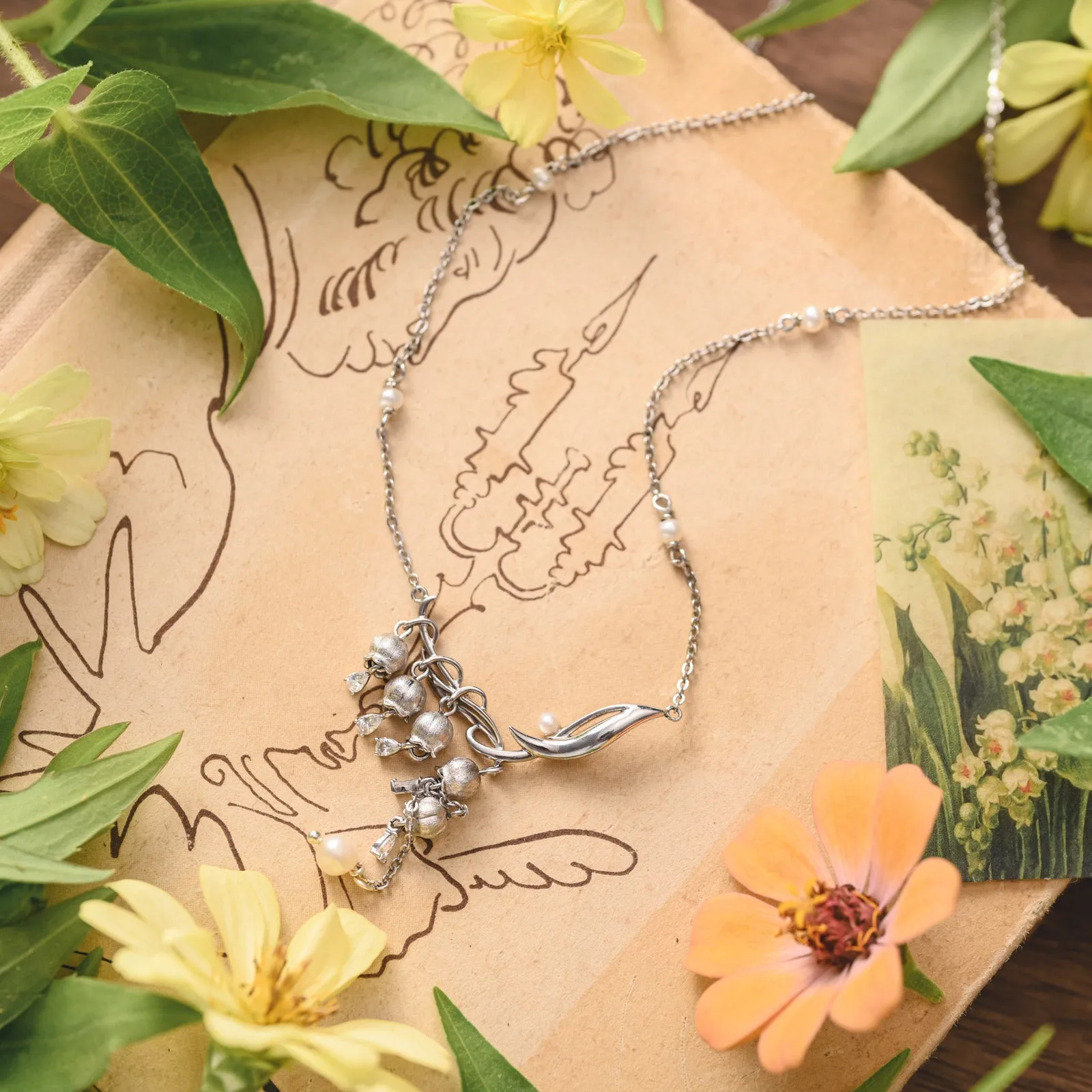 Silver Lily Of The Valley Necklace sold by Selenichast product image thumbnail 2