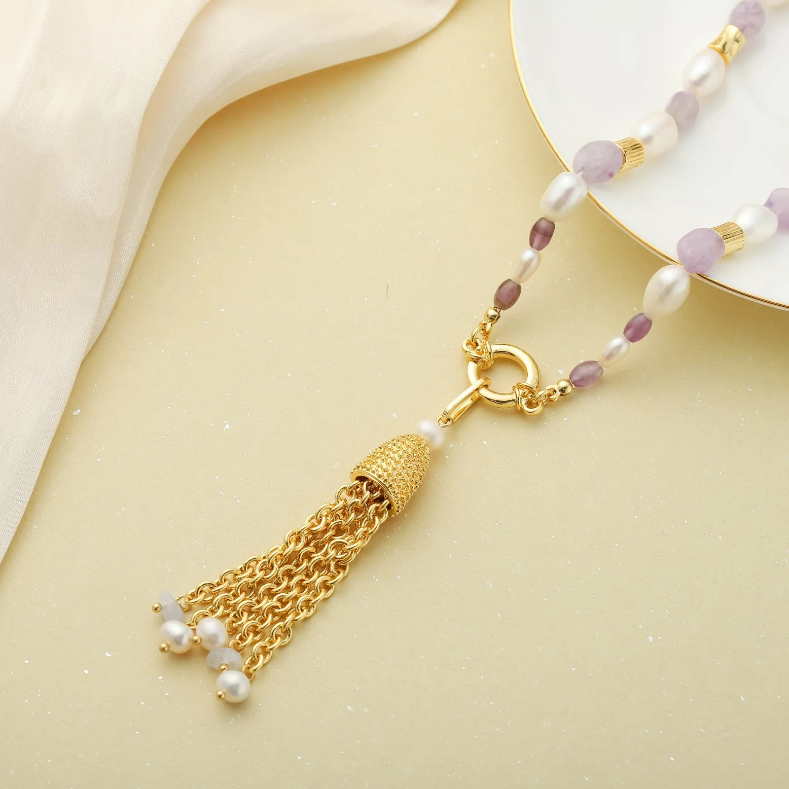 Pearl Tassel Necklace sold by Selenichast product image thumbnail 3