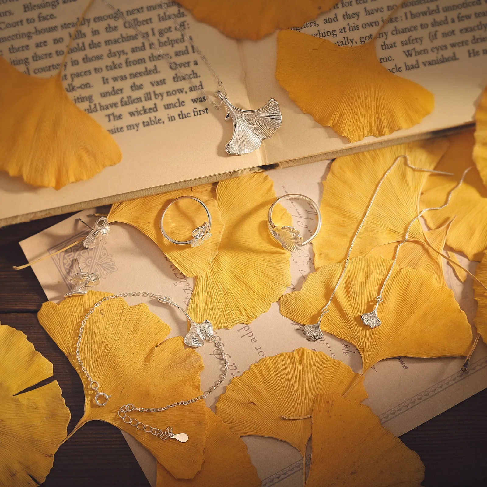 Silver Ginkgo Leaves Ring sold by Selenichast product image thumbnail 5