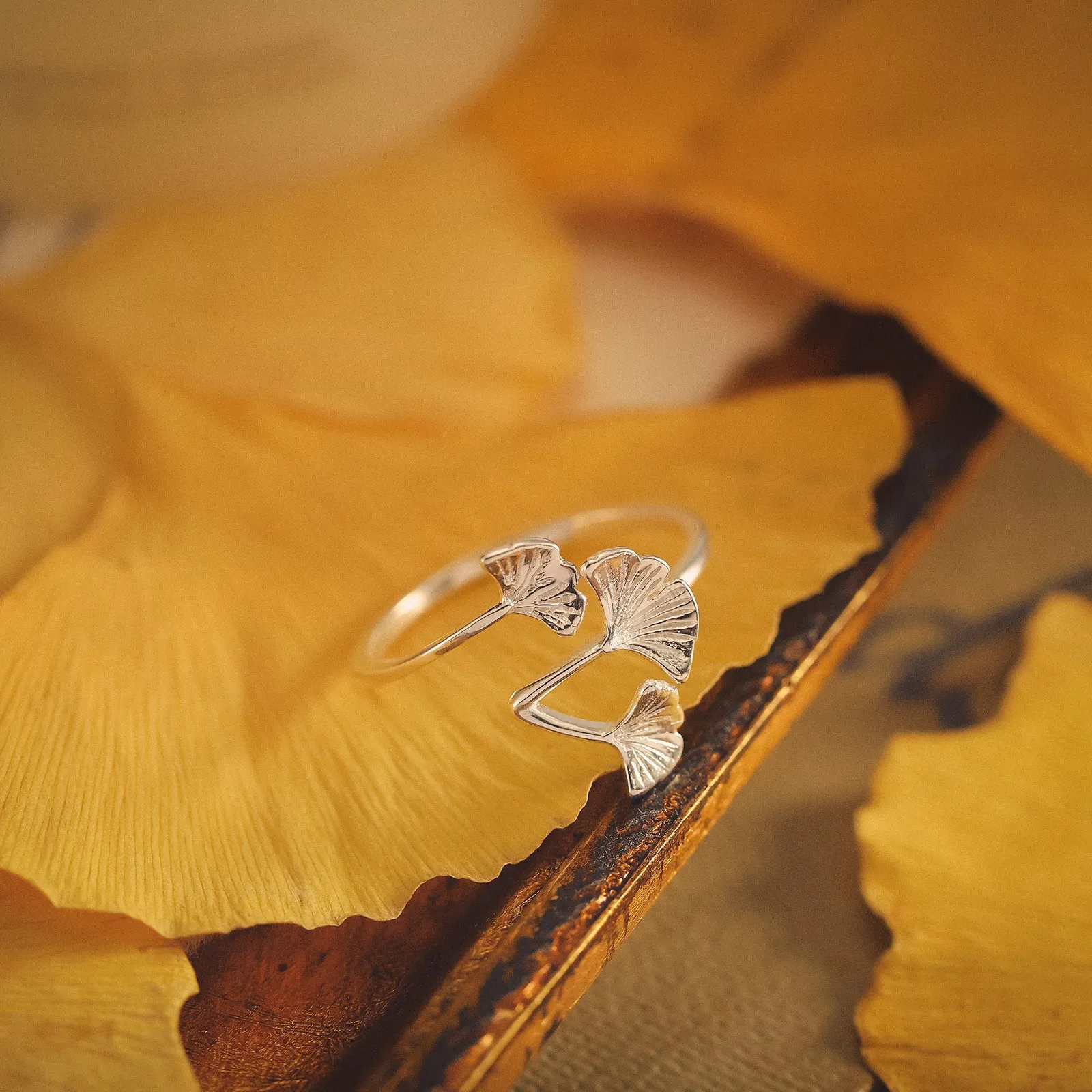 Silver Ginkgo Leaves Ring sold by Selenichast product image thumbnail 4