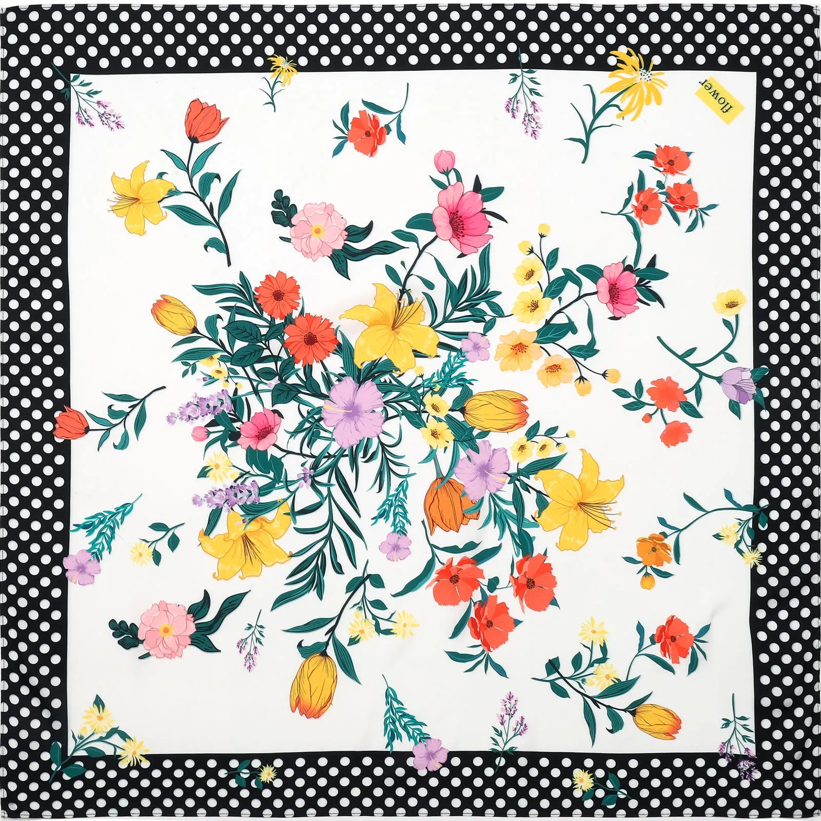 Blooming Polka Dot Silk Square Scarf sold by Selenichast