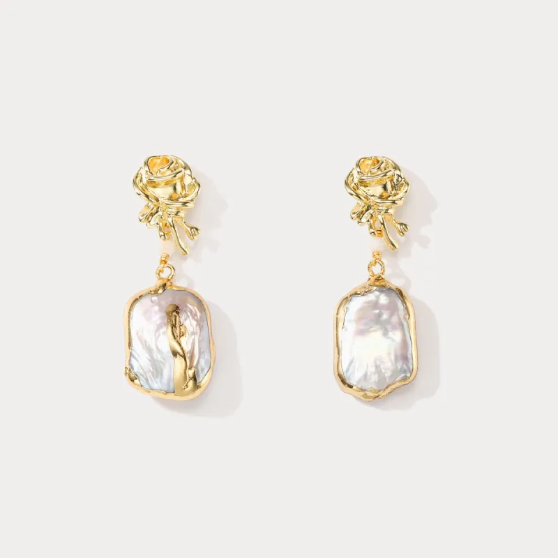 Rose Baroque Pearl Earrings sold by Selenichast