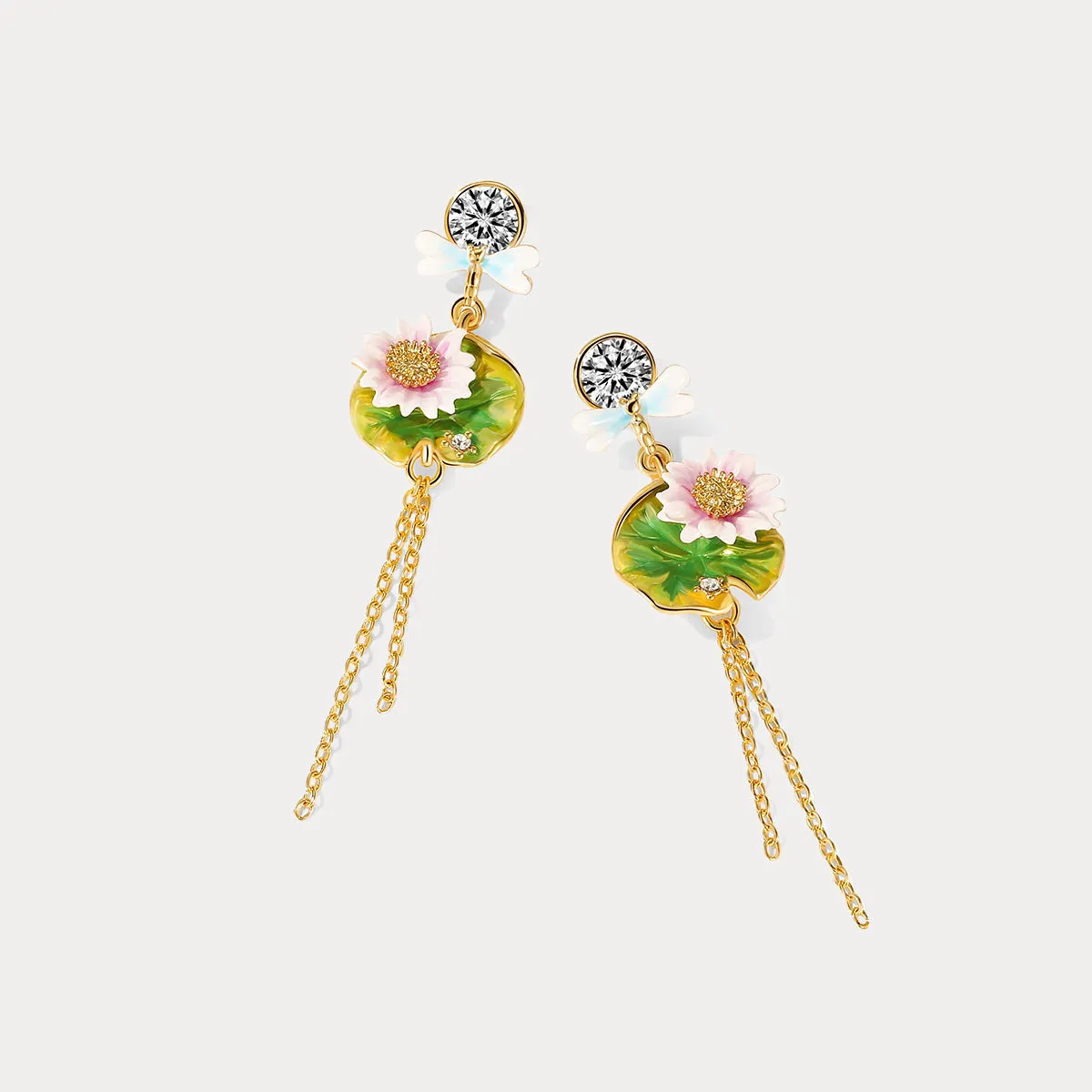 Lotus Dragonfly Tassel Earrings sold by Selenichast product image thumbnail 4