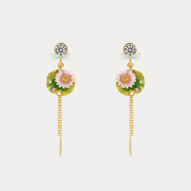 Lotus Dragonfly Tassel Earrings sold by Selenichast