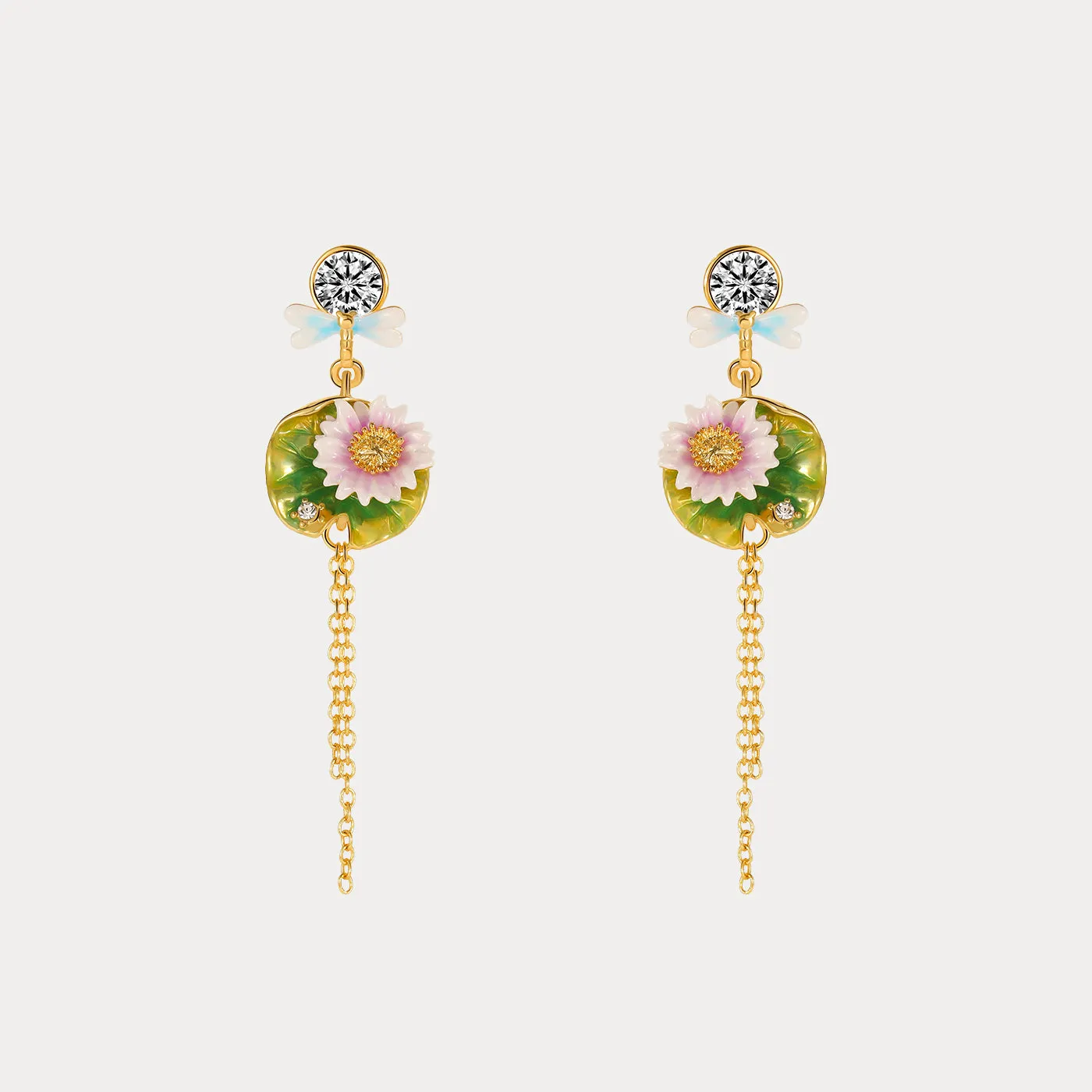 Lotus Dragonfly Tassel Earrings sold by Selenichast