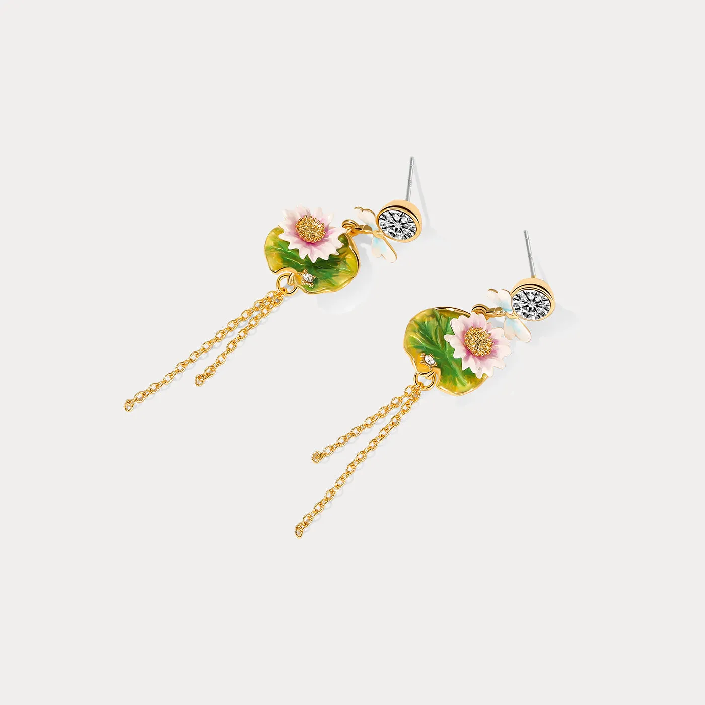 Lotus Dragonfly Tassel Earrings sold by Selenichast product image thumbnail 2