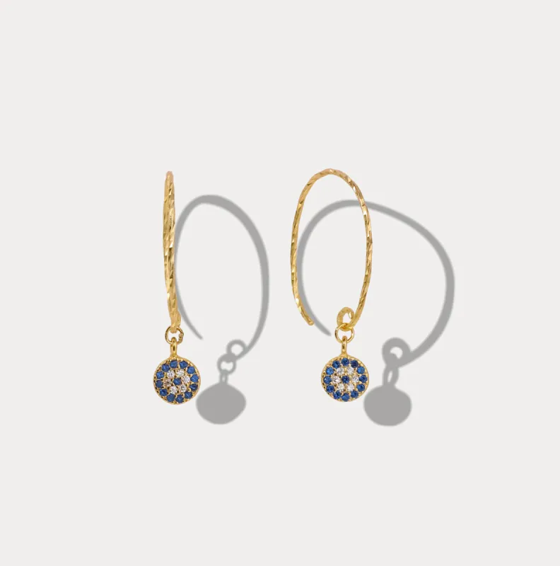 Sapphire Diamond Round Drop Large Hoops Earrings sold by Selenichast
