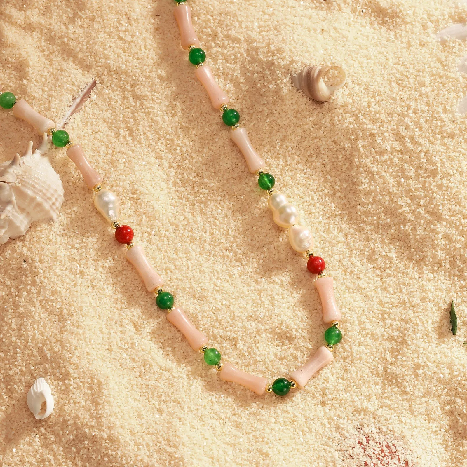 Pink Natural Stone Freshwater Pearl Beaded Necklace sold by Selenichast product image thumbnail 3