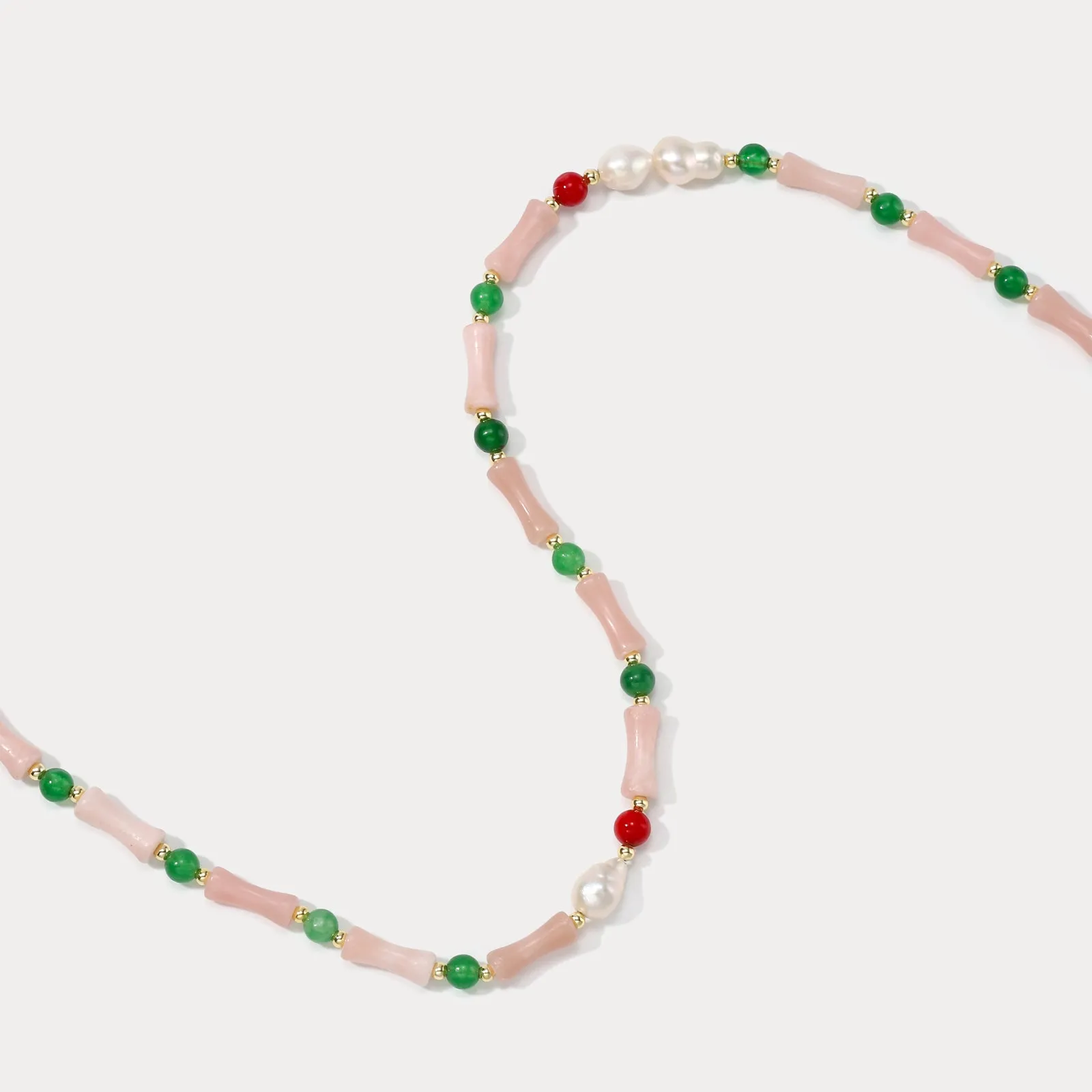 Pink Natural Stone Freshwater Pearl Beaded Necklace sold by Selenichast product image thumbnail 5