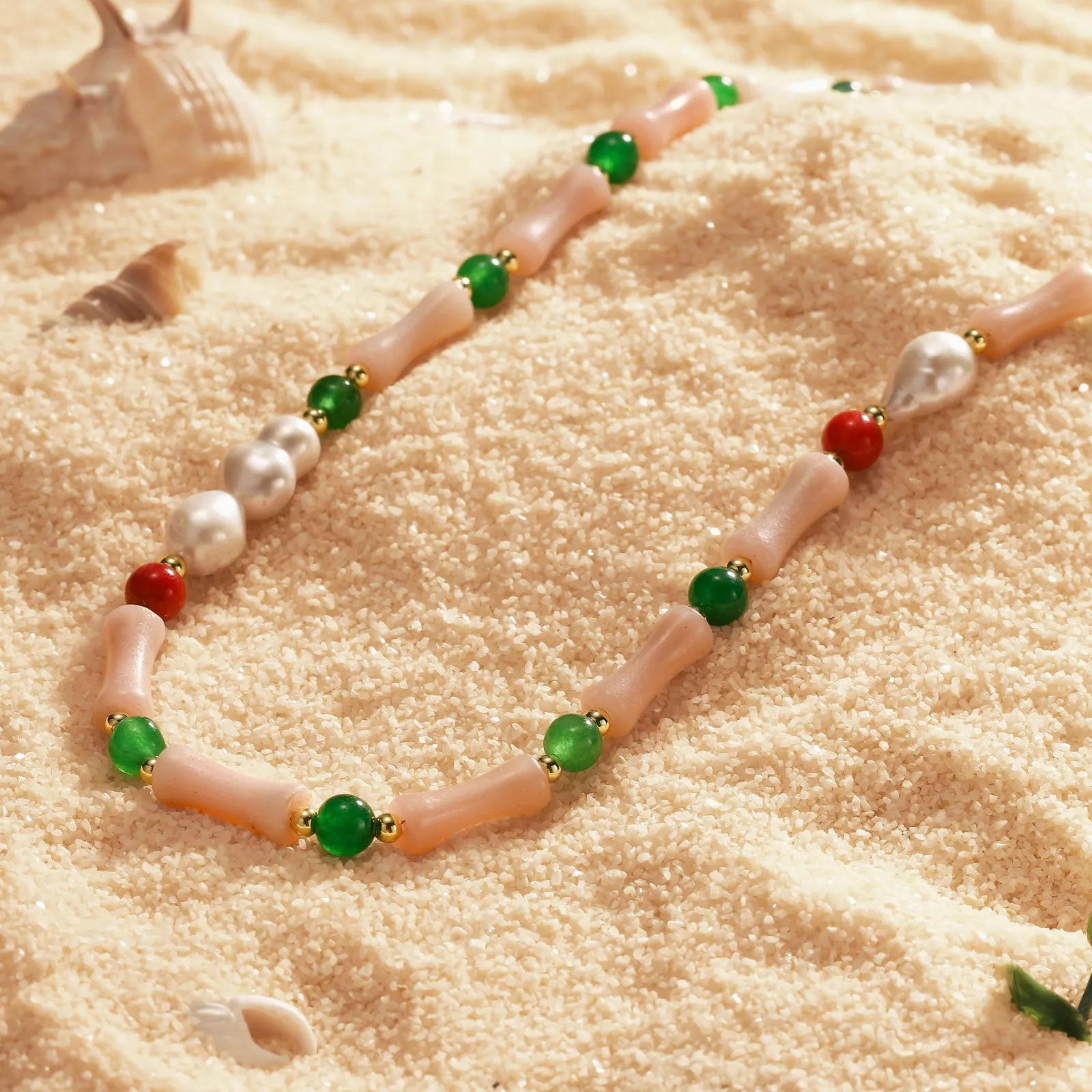 Pink Natural Stone Freshwater Pearl Beaded Necklace sold by Selenichast product image thumbnail 2