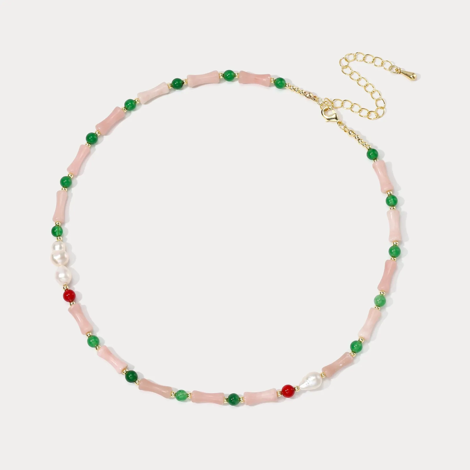 Pink Natural Stone Freshwater Pearl Beaded Necklace sold by Selenichast product image thumbnail 4