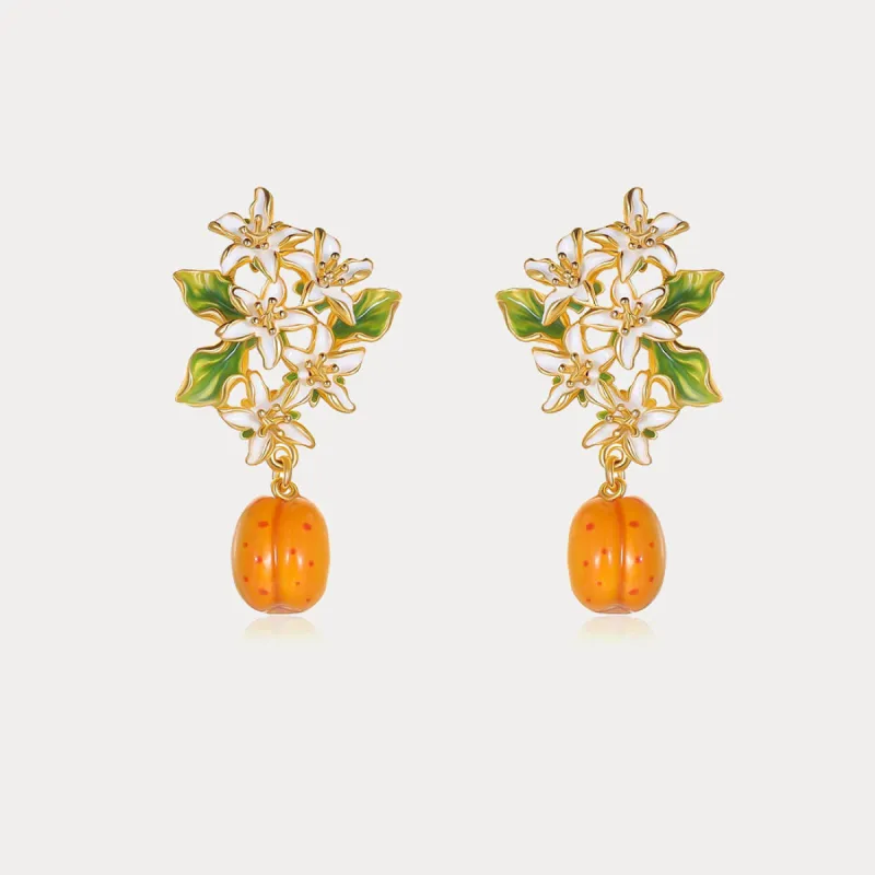Golden Plum Blossom Earrings sold by Selenichast