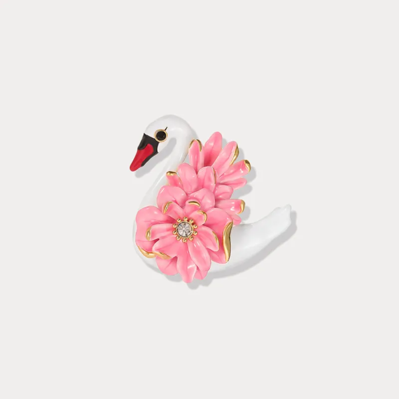 Elegant Swan Brooch made by Selenichast
