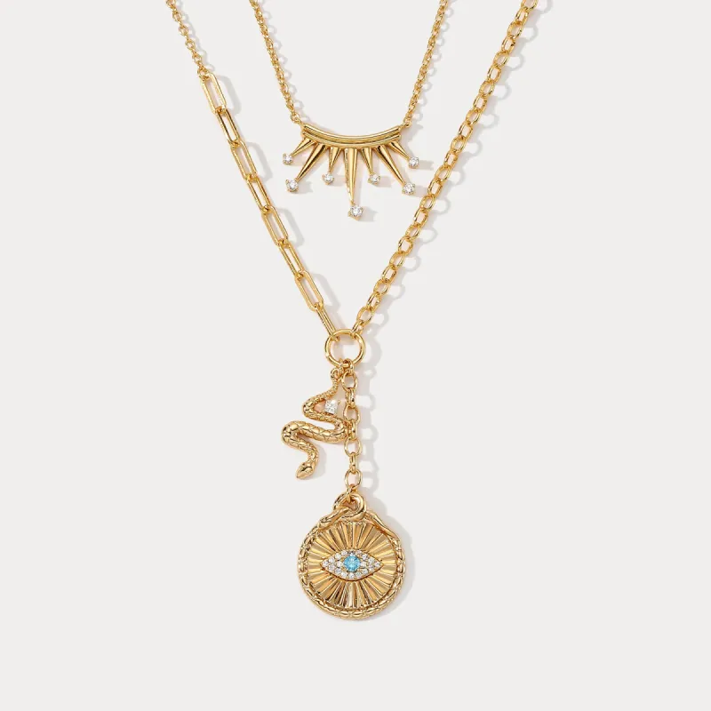 Talisman Evil Eye Crown Layered Necklace sold by Selenichast