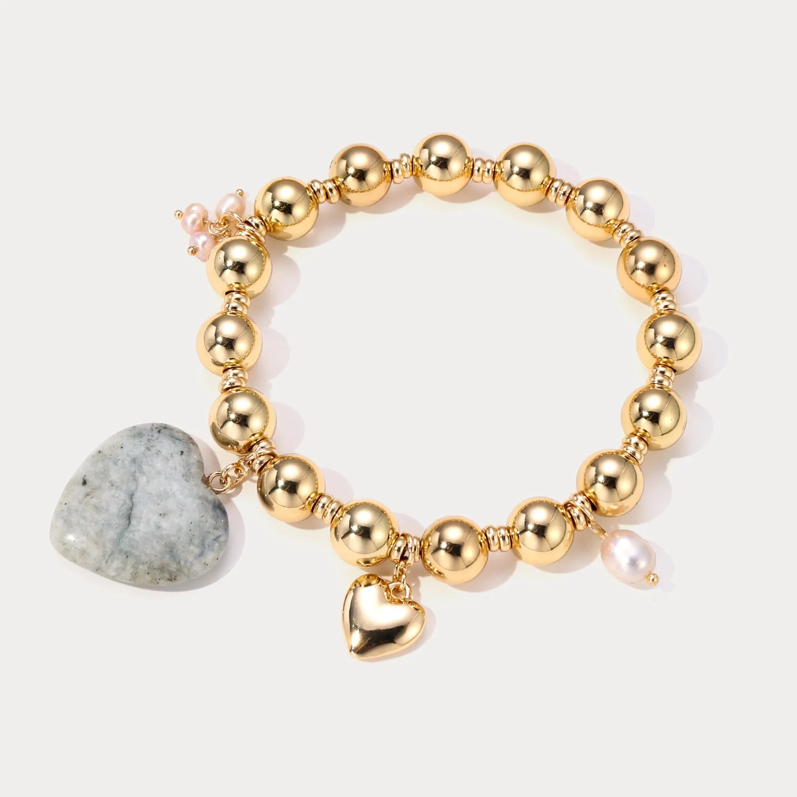 Natural Stone Heart Bracelet with Pearl sold by Selenichast product image thumbnail 4