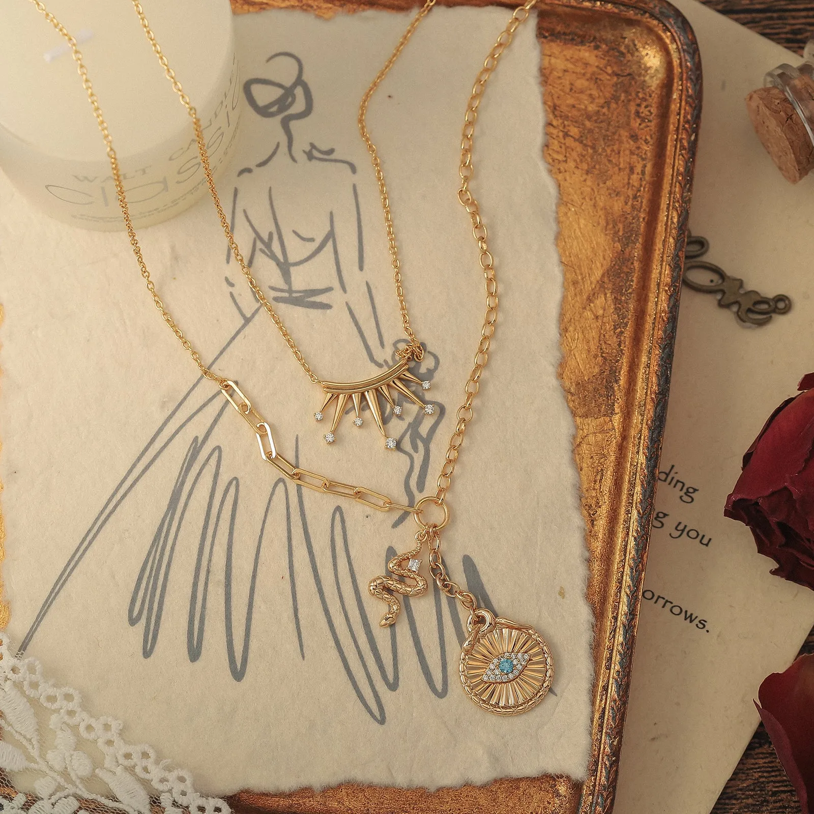 Talisman Evil Eye Crown Layered Necklace sold by Selenichast product image thumbnail 5