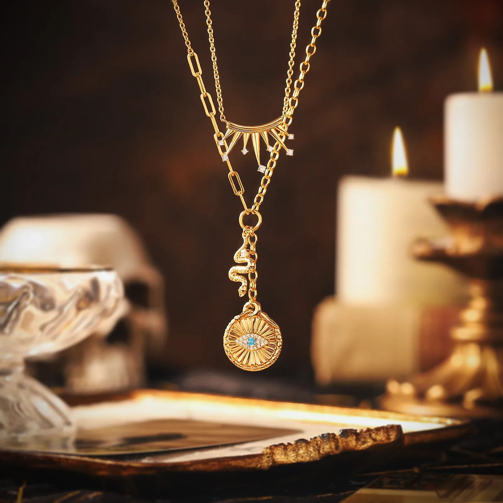 Talisman Evil Eye Crown Layered Necklace sold by Selenichast product image thumbnail 3