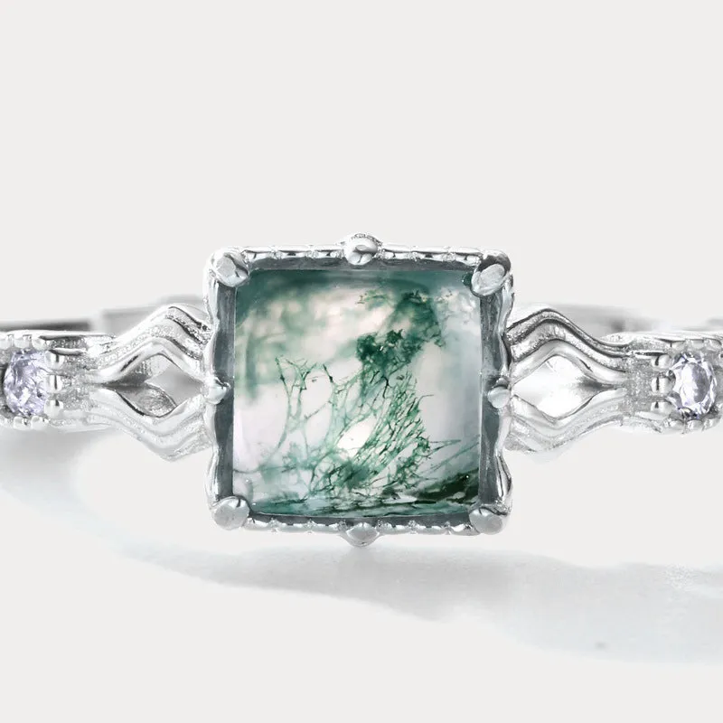 Moss Agate Silver Ring sold by Selenichast product image thumbnail 4