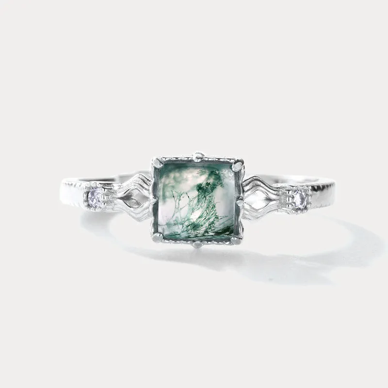 Moss Agate Silver Ring sold by Selenichast product image thumbnail 3