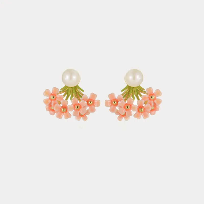 Pink Verbena Ear Jacket Earrings sold by Selenichast