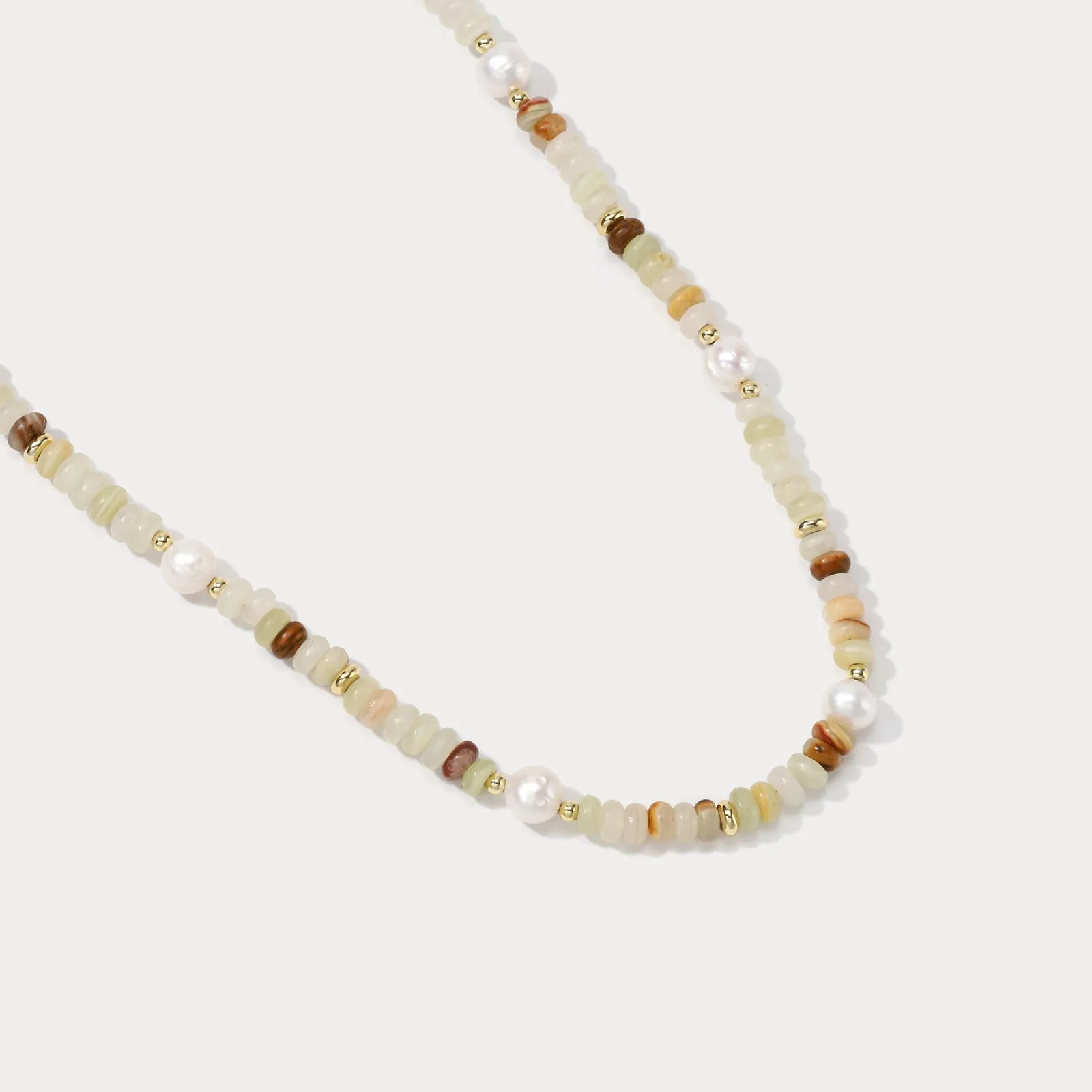 Pearl Beige Stone Beaded Necklace sold by Selenichast product image thumbnail 5