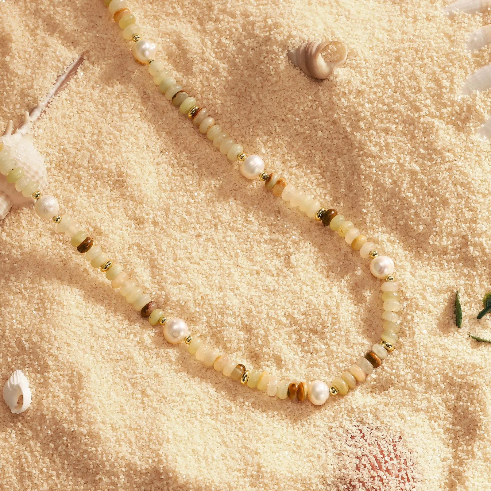 Pearl Beige Stone Beaded Necklace sold by Selenichast product image thumbnail 2