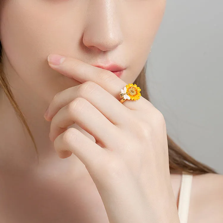 Sunflower & Bee Ring sold by Selenichast product image thumbnail 3