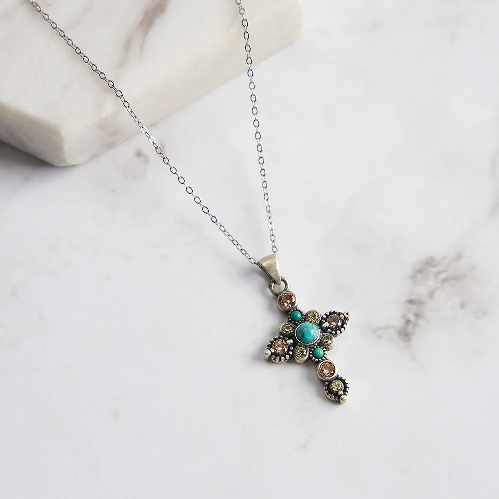 Vintage Turquoise Cross Necklace sold by Selenichast product image thumbnail 3