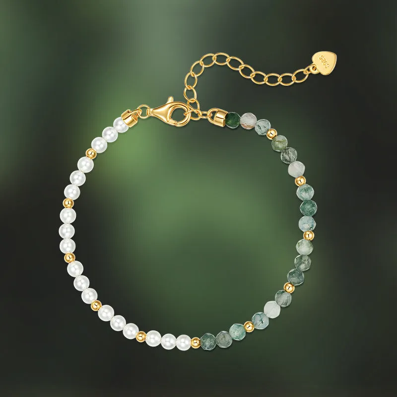 Moss Green Pearl Beaded Bracelet sold by Selenichast product image thumbnail 2