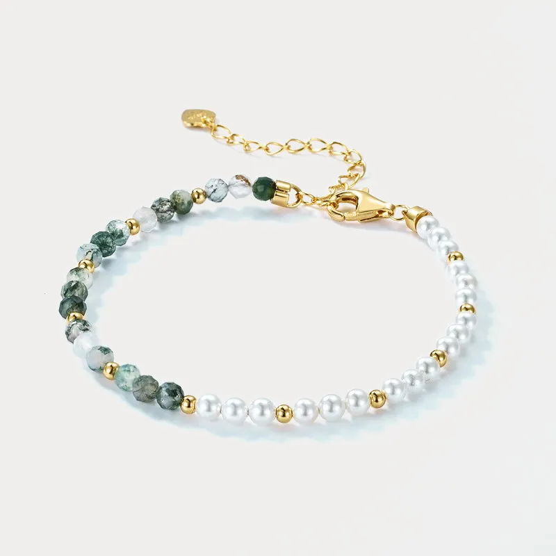 Moss Green Pearl Beaded Bracelet sold by Selenichast product image thumbnail 3