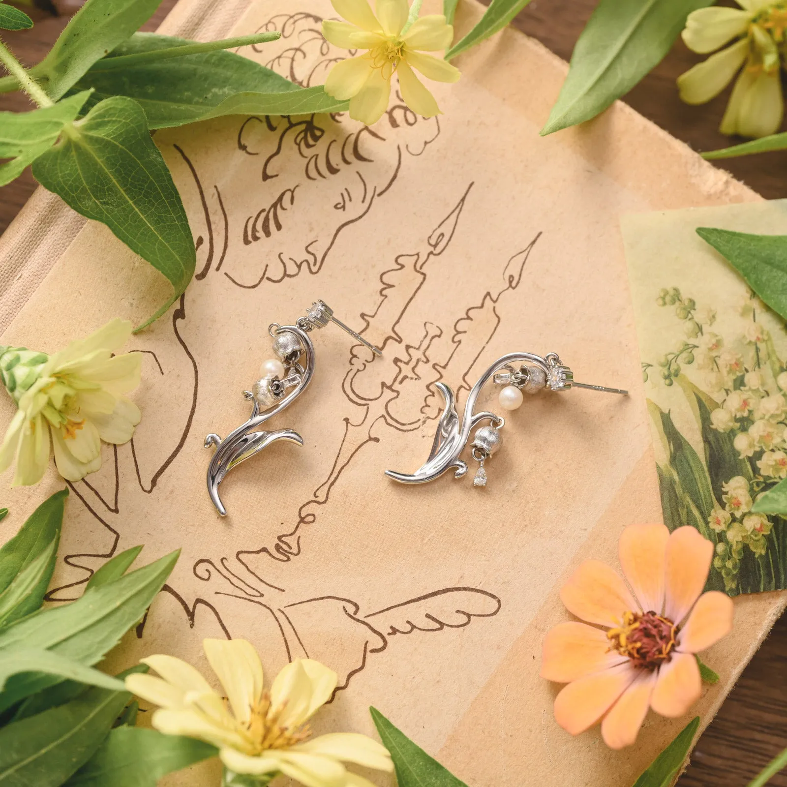 Silver Lily Of The Valley Earrings sold by Selenichast product image thumbnail 2