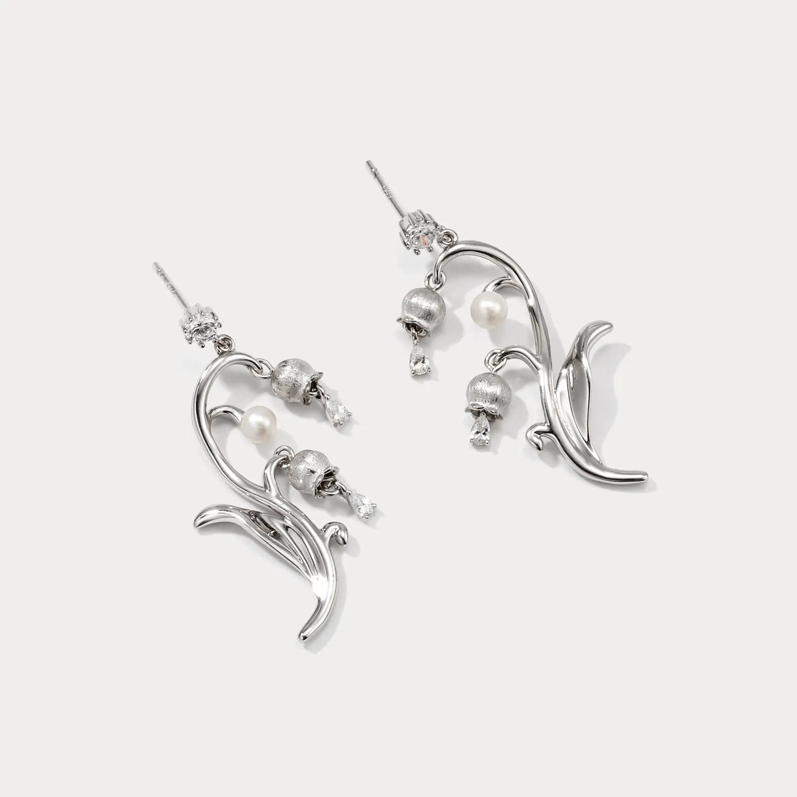 Silver Lily Of The Valley Earrings sold by Selenichast product image thumbnail 3