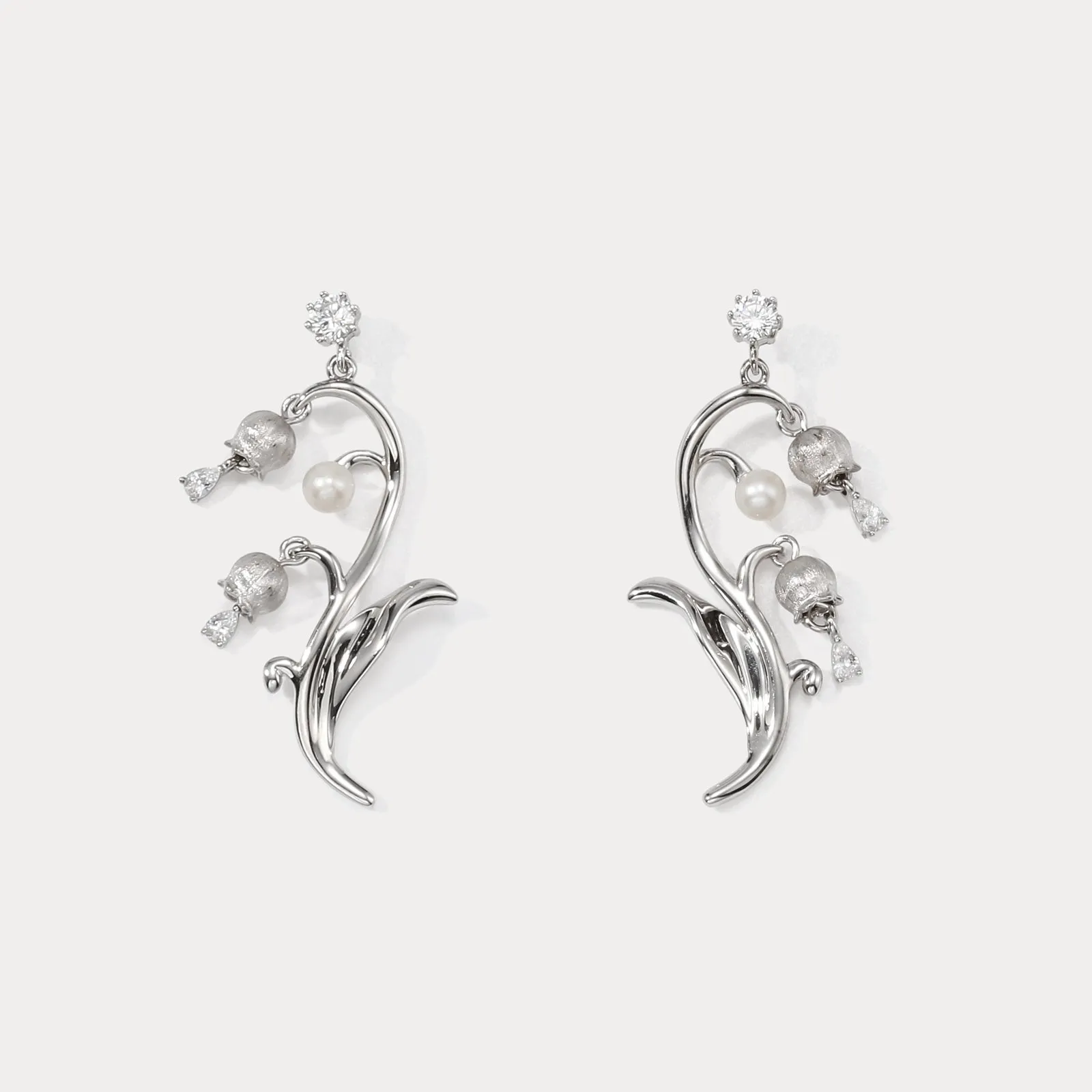 Silver Lily Of The Valley Earrings sold by Selenichast