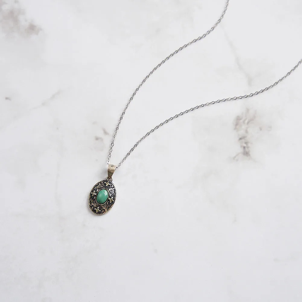 Vintage Turquoise Oval Necklace sold by Selenichast product image thumbnail 4