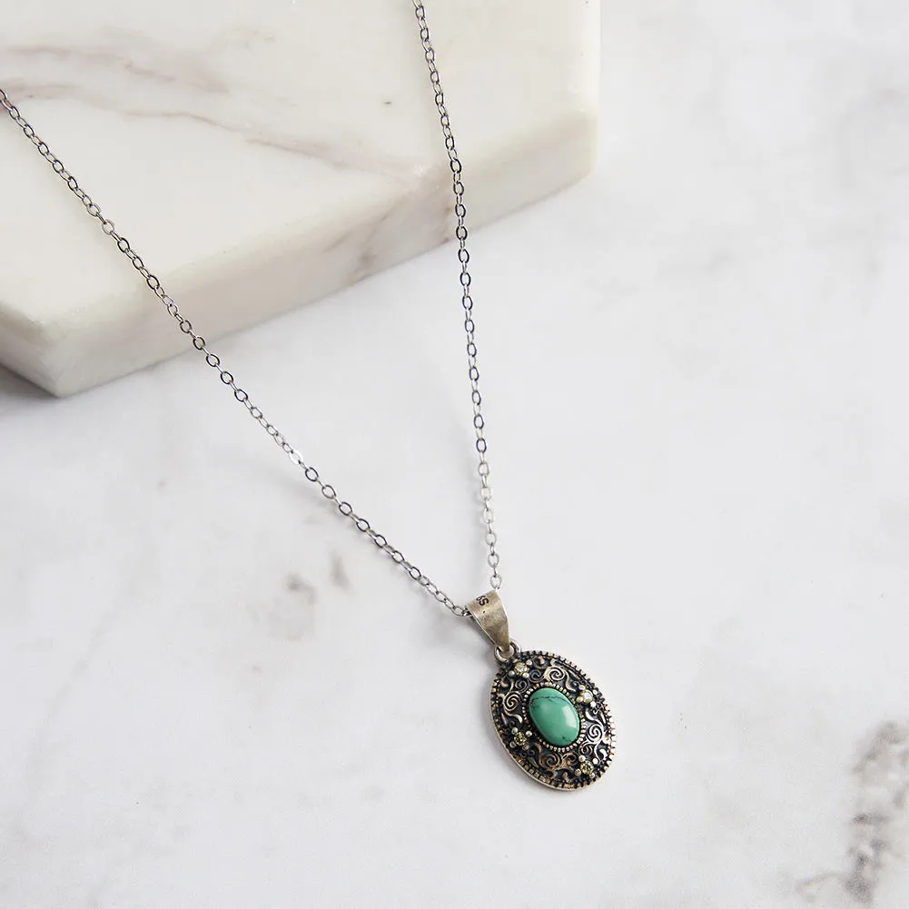 Vintage Turquoise Oval Necklace sold by Selenichast product image thumbnail 5
