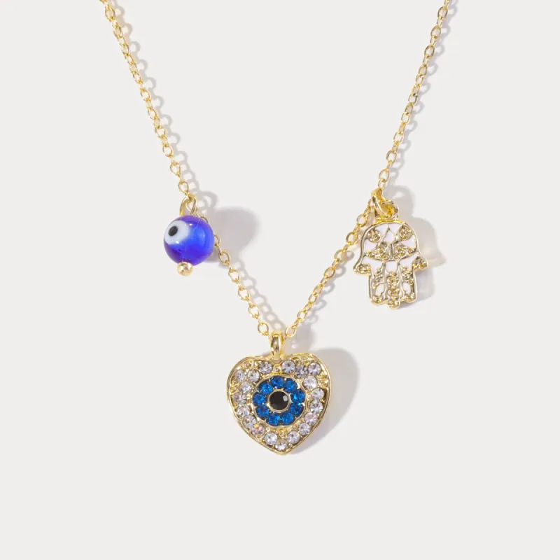 Diamond Heart Evil Eye Necklace sold by Selenichast