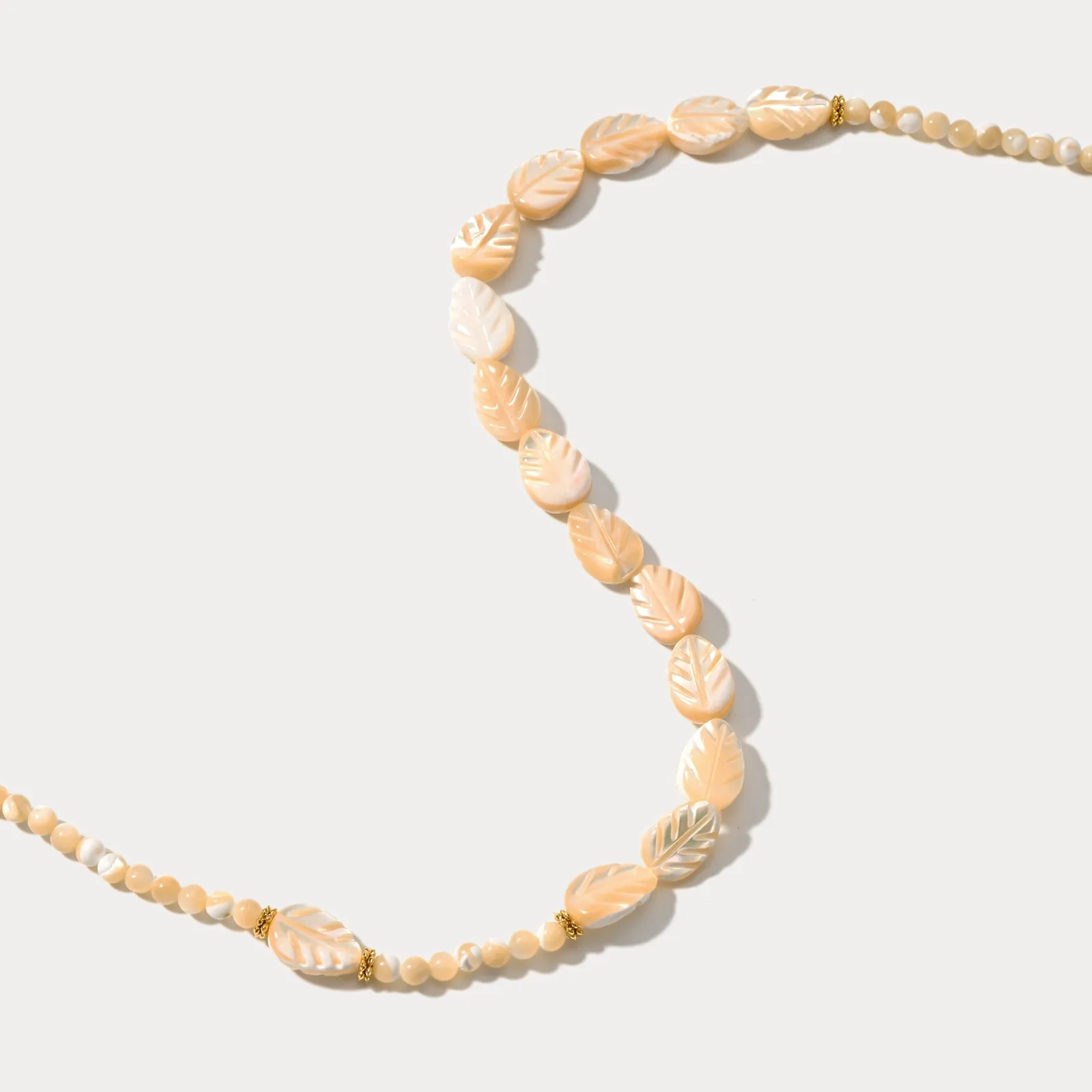 Carved Mother of Pearl Leaf Bead Necklace sold by Selenichast product image thumbnail 4