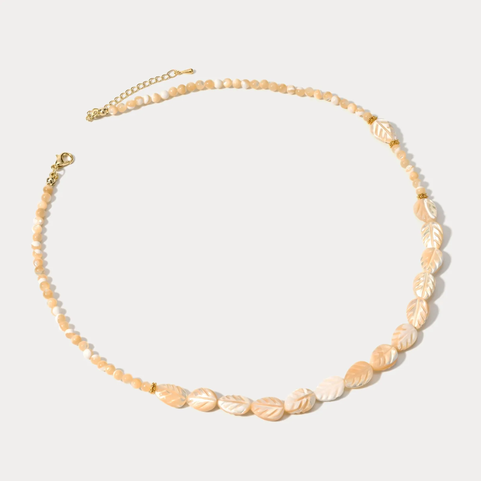 Carved Mother of Pearl Leaf Bead Necklace sold by Selenichast product image thumbnail 5