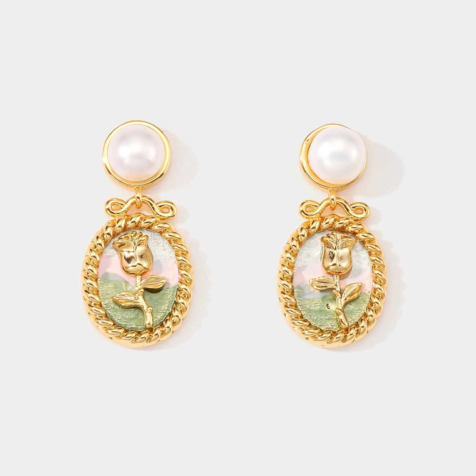 Wild Rose Oil Painting Earrings sold by Selenichast