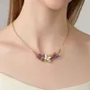 Lavender Butterfly Necklace with Pink Crystal sold by Selenichast