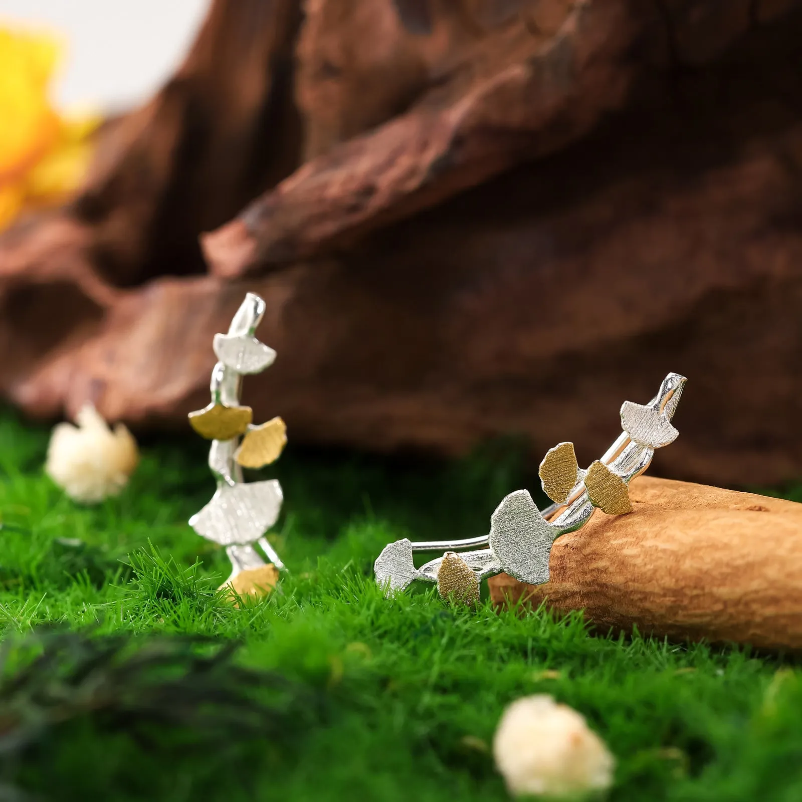 Ginkgo Leaves Branch Stud Earrings sold by Selenichast product image thumbnail 2