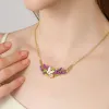Lavender Butterfly Necklace with Pink Crystal sold by Selenichast