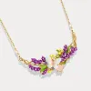 Lavender Butterfly Necklace with Pink Crystal sold by Selenichast