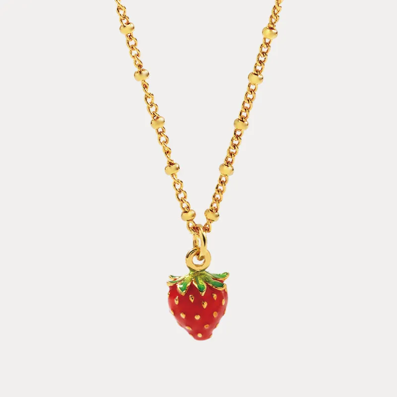 Strawberry Enamel Necklace sold by Selenichast