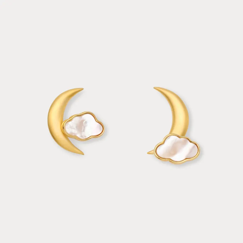 Gold Cloud Moon Earrings sold by Selenichast