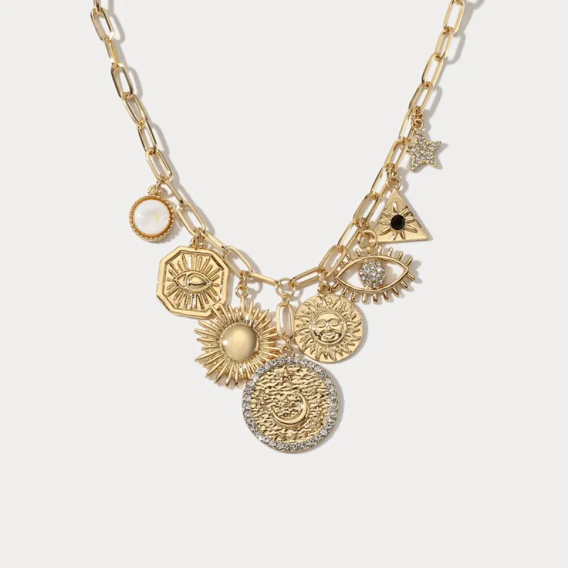 Moon Star Evil Eye Necklace sold by Selenichast